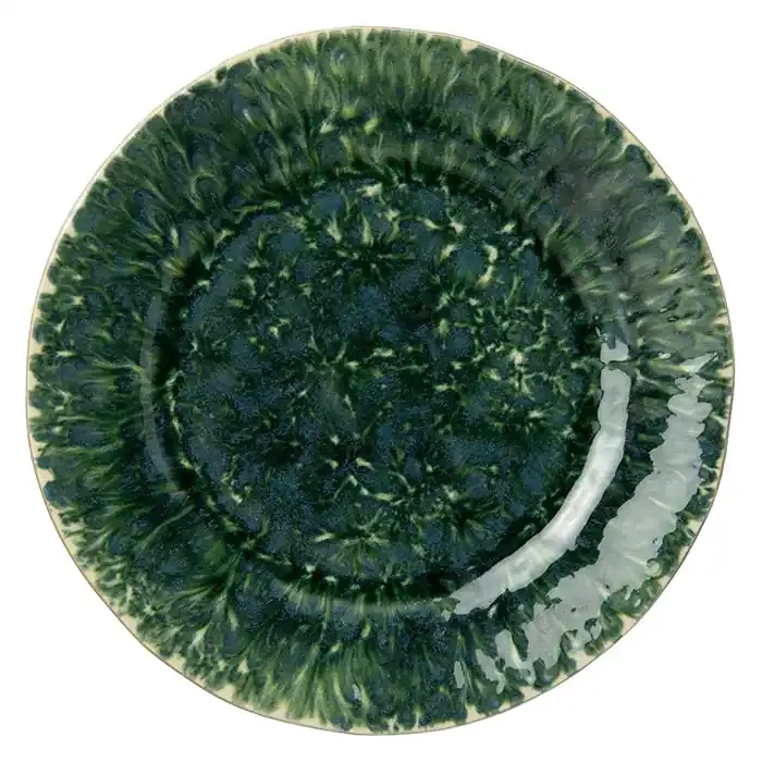 Bria Teal Reflective Stoneware Dinner Plates Set/4