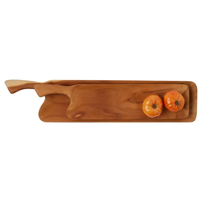Brice Natural Teak Serving Board Set/2