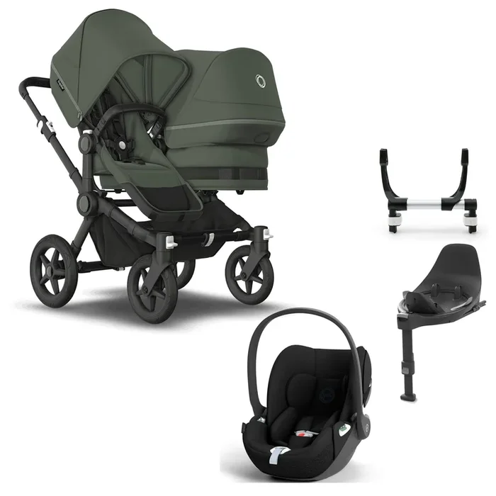 Bugaboo Donkey 5 Duo Complete Cloud T Travel System in Forest Green