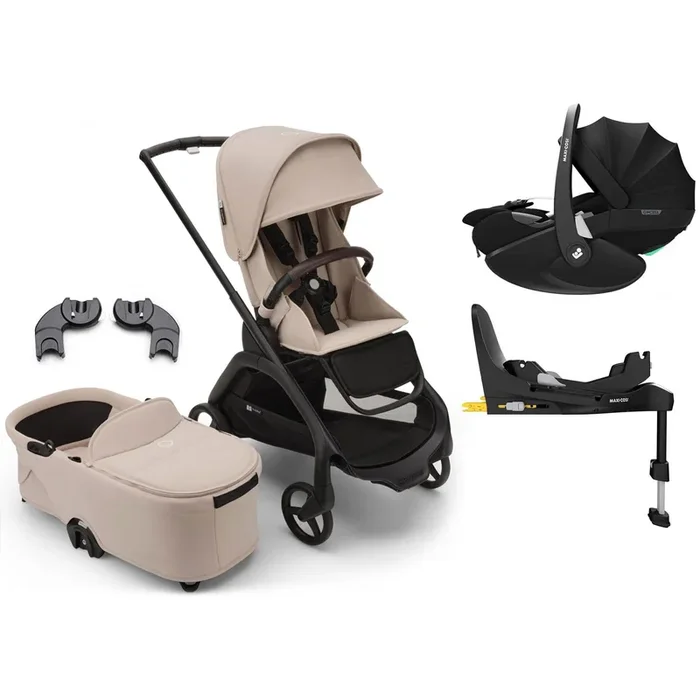 Bugaboo Dragonfly Pebble 360 Pro V2 Travel System – Black/Desert Taupe