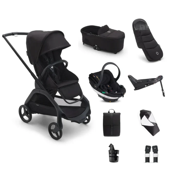 Bugaboo Dragonfly Pushchair Bundle with BeSafe Go Beyond Black Cab Car Seat and Base – Black/Midnight Black
