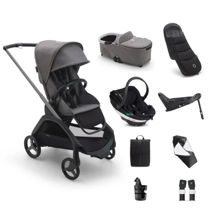 Bugaboo Dragonfly Pushchair Bundle with BeSafe Go Beyond Black Cab Car Seat and Base – Graphite/Grey Melange