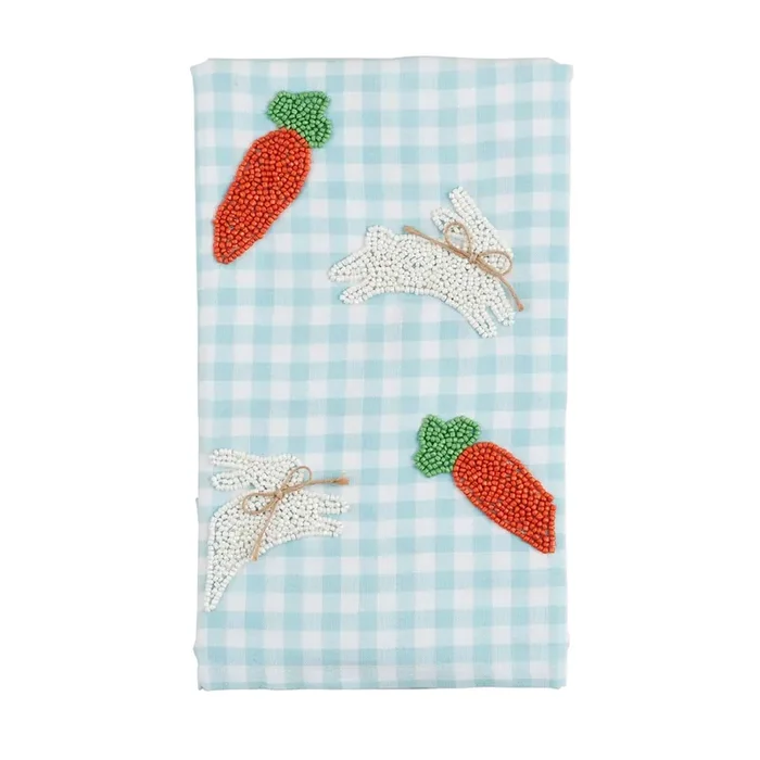 Bunny & Carrot Beaded Easter Towel