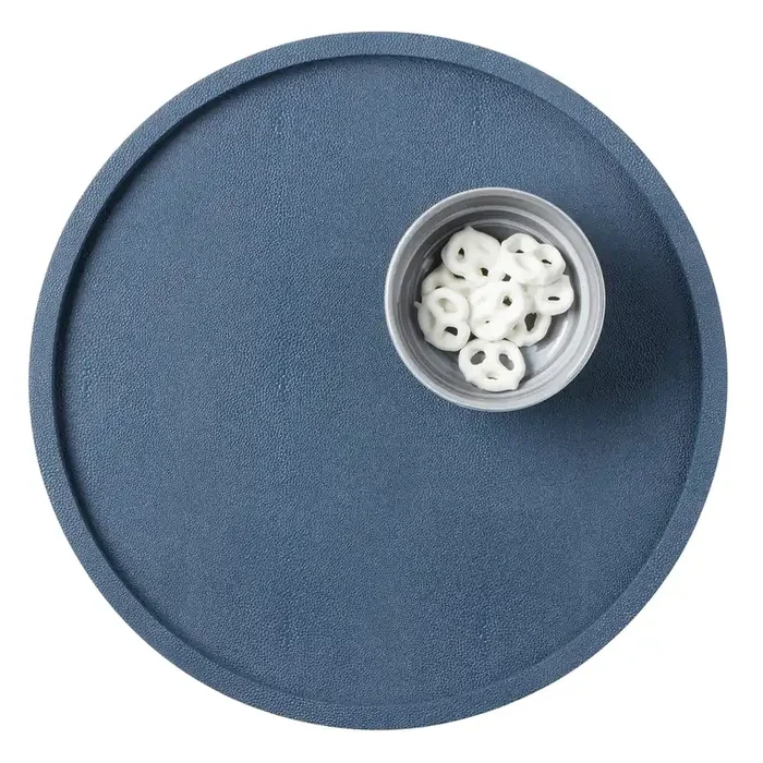 Calvin Realistic Faux Shagreen Lazy Susan 18″D (Navy)
