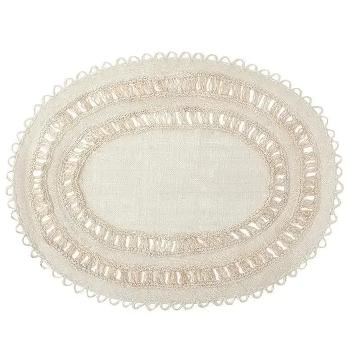 Carmine Abaca Oval Placemats (Bleached) Set/4