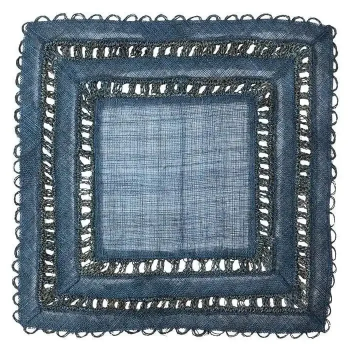 Carmine Abaca Square Placemats (Deep Blue) Set/4