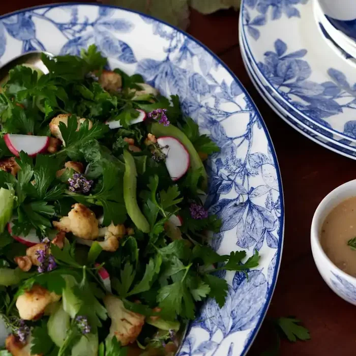 Caskata Blue Arbor Rimmed Oval Platter