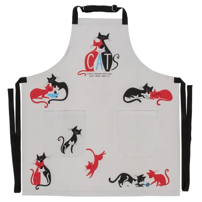 Cats. Slightly Obsessed With Them Funny Cooking and BBQ Apron Unisex 2 Pockets Adjustable Strap 100% Cotton BlueQ at GetBullish