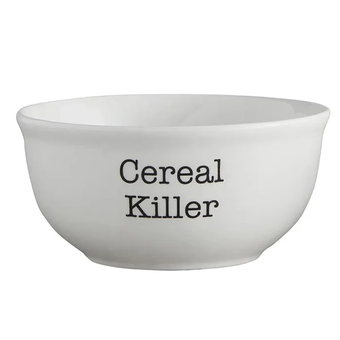 Cereal Killer Ceramic Bowl in White Minimalist Aesthetic Dinnerware 6″ x 3.5″