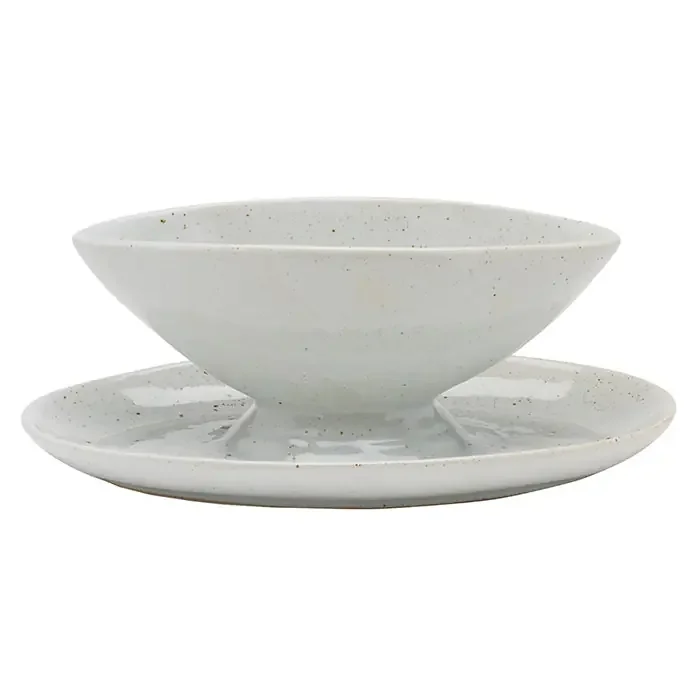 Charles Large Gravy Dish with Plate (White Salt Glaze)