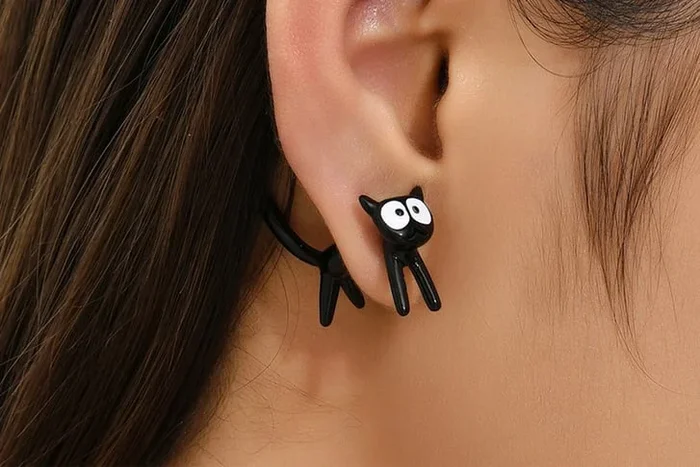 Charming 3D Black Kitten Earrings – Delightful Options for Cat Lovers!