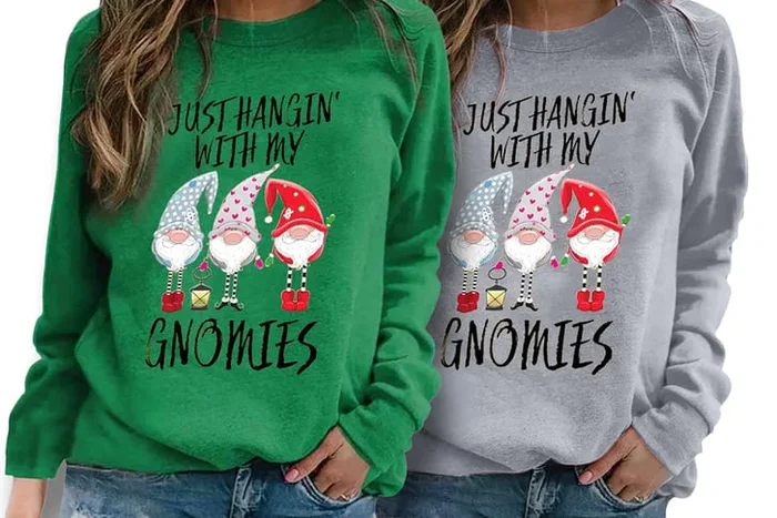 Charming Gnome Christmas Print Jumper – UK Sizes & Colours Galore!