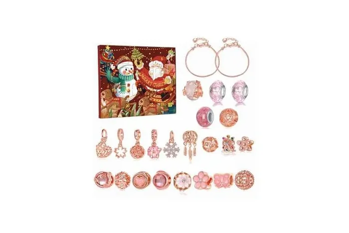 Christmas Advent Calendar DIY Charm Bracelets Kit – 24 Surprises for Kids & Jewellery Lovers
