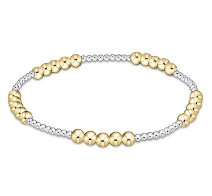 Classic Blissful Pattern 2mm Bead Bracelet – 4mm Gold – enewton