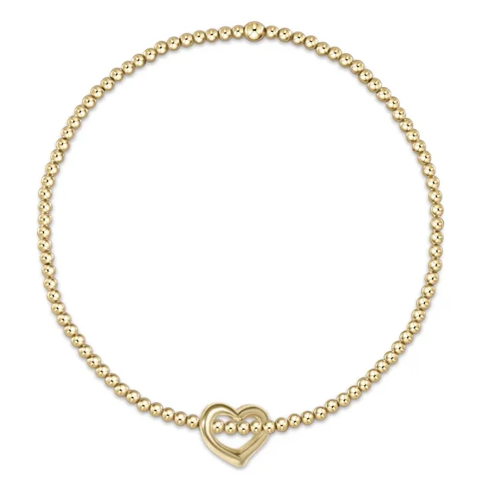 Classic Gold 2mm Bead Bracelet • Love Small Gold Charm