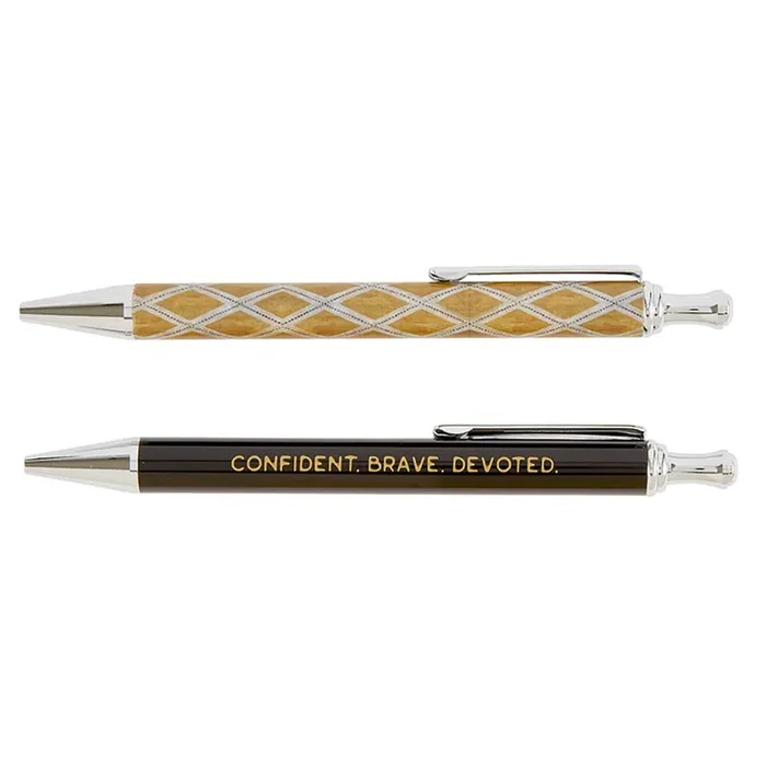 Confident Brave Devoted Pen Set Set of 2 Giftable Pens in Box Refillable Gifts For Him