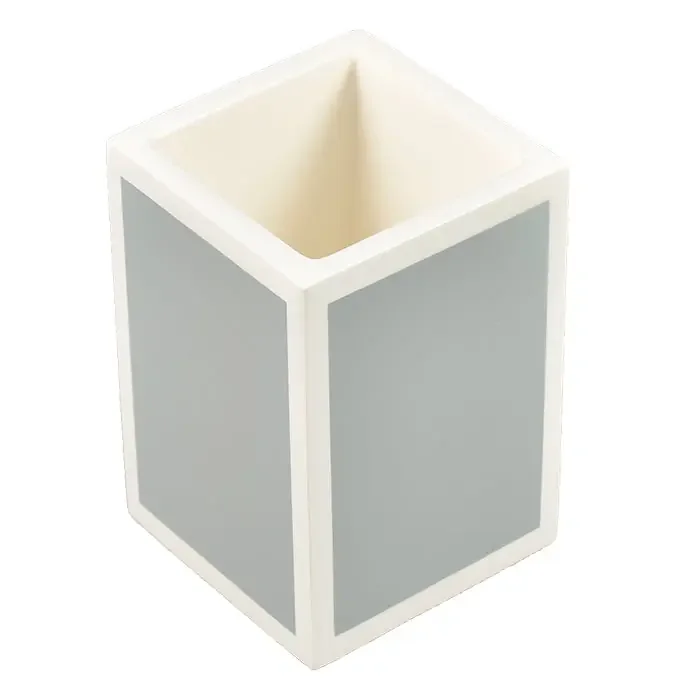Cool Gray & White Lacquer Brush Holder