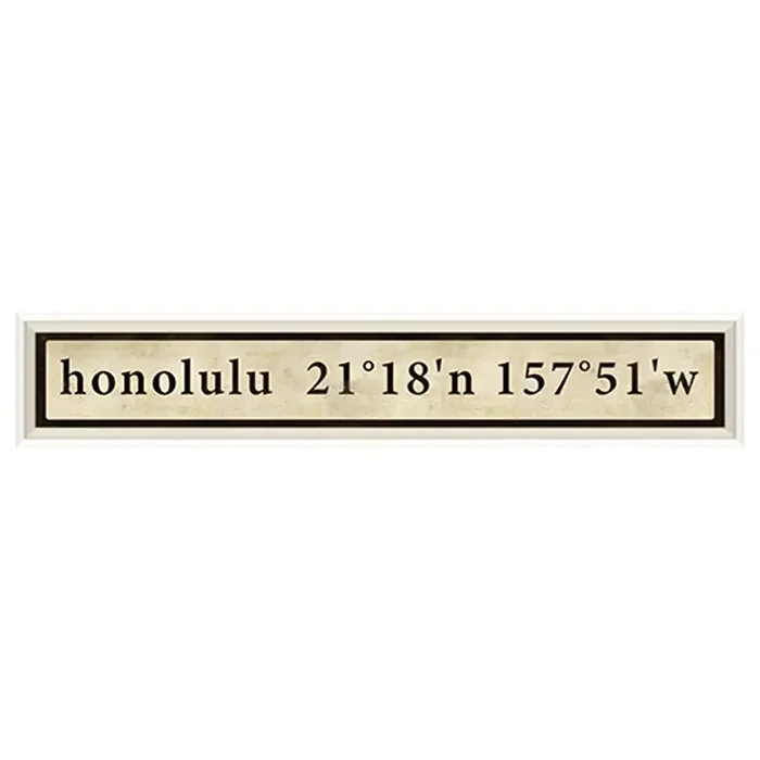 Coordinates Framed Print (Honolulu)