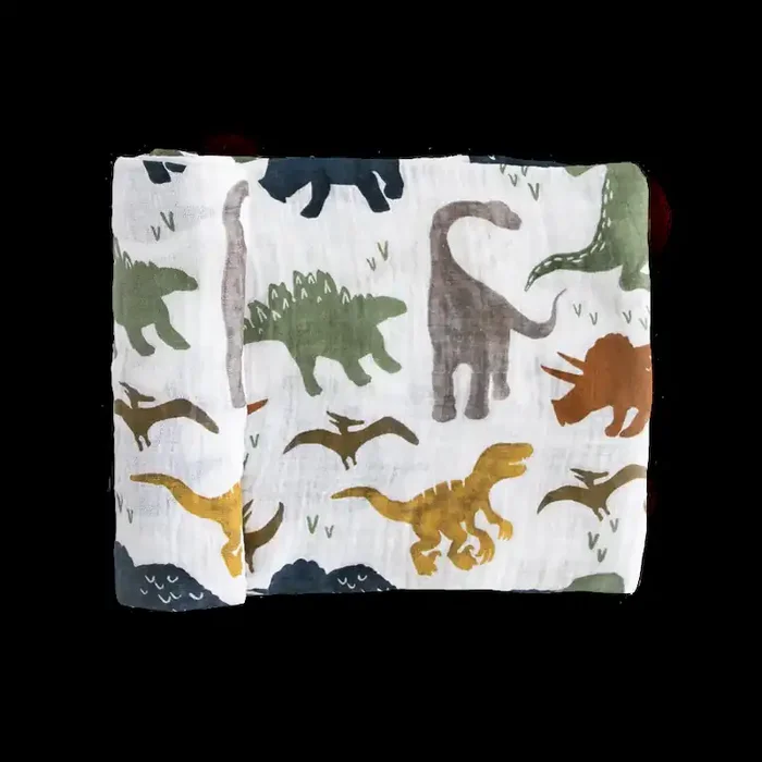 Cotton Muslin Swaddle Blanket – Dino Friends