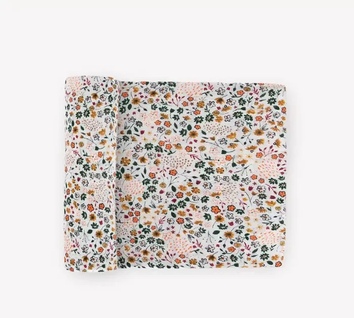 Cotton Muslin Swaddle Blanket – Pressed Flowers