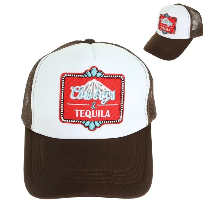 Cowboys & Tequila Mesh Backing Baseball Cap • Brown