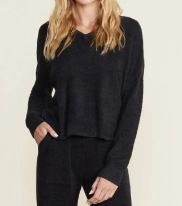 Cozy Chic Lite® Diamond Pointelle Pullover – Black – Barefoot Dreams