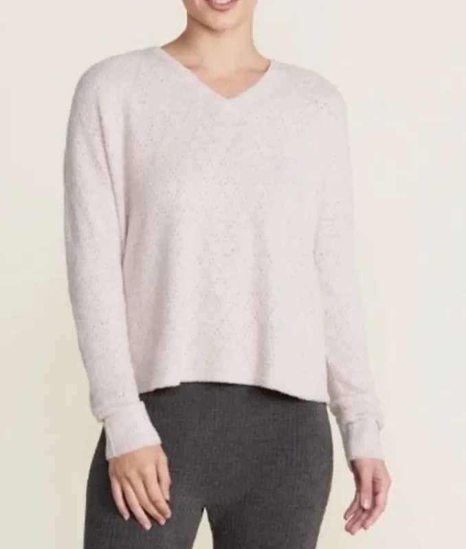 Cozy Chic Lite® Diamond Pointelle Pullover – Chai – Barefoot Dreams