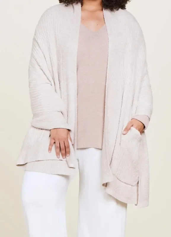 CozyChic Lite® Heathered Travel Shawl – Stone – One Size – Barefoot Dreams