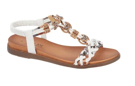 Crete Embellished Trim Sandal – WHITE