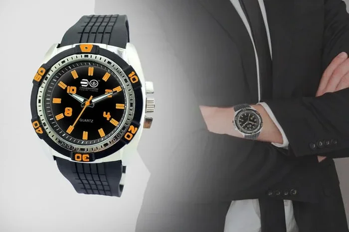 CRS45B Crosshatch Watch: Bold Orange Baton Dial Timepiece