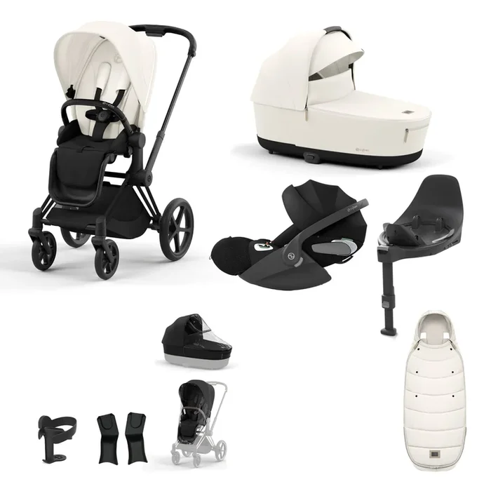 Cybex Priam Travel System Bundle | Off White on Matt Black