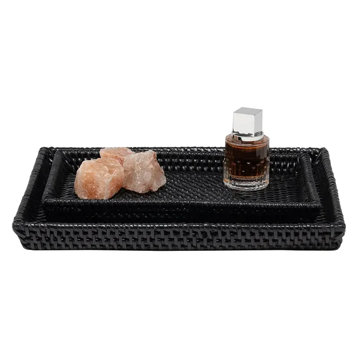 Dalton Rattan Nested Trays Set/2 (True Black)