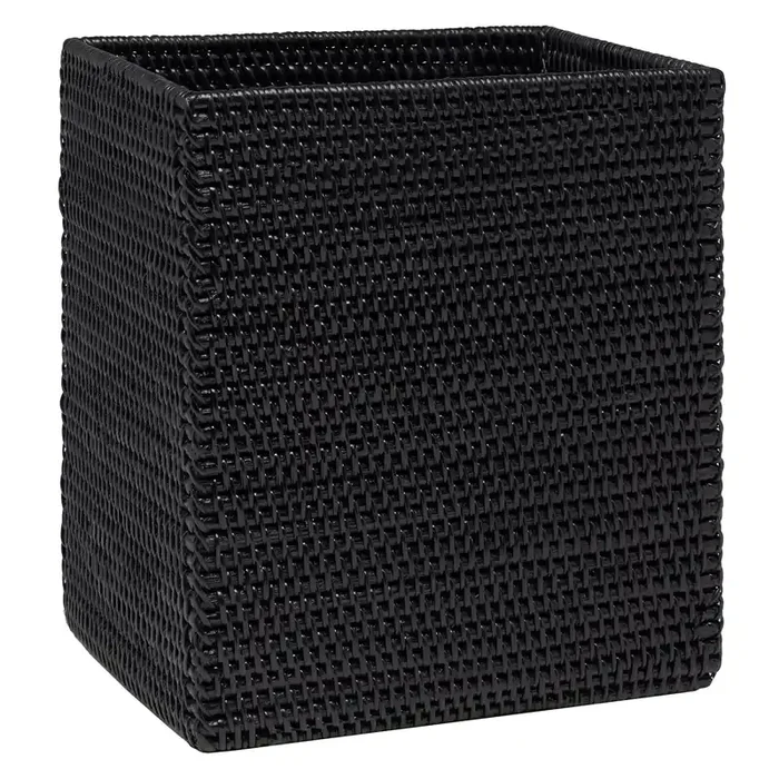 Dalton Rattan Rectangle Wastebasket (True Black)
