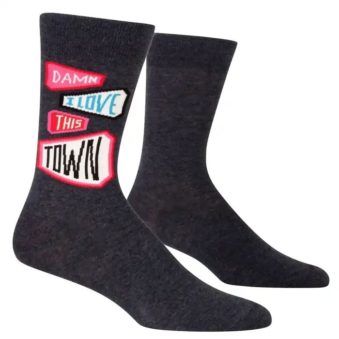 Damn I Love This Town Men‘s Crew Socks BlueQ at GetBullish