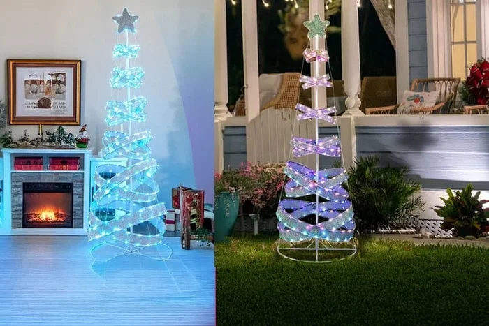 Dazzling Collapsible Outdoor Spiral Pre-Lit Christmas Tree