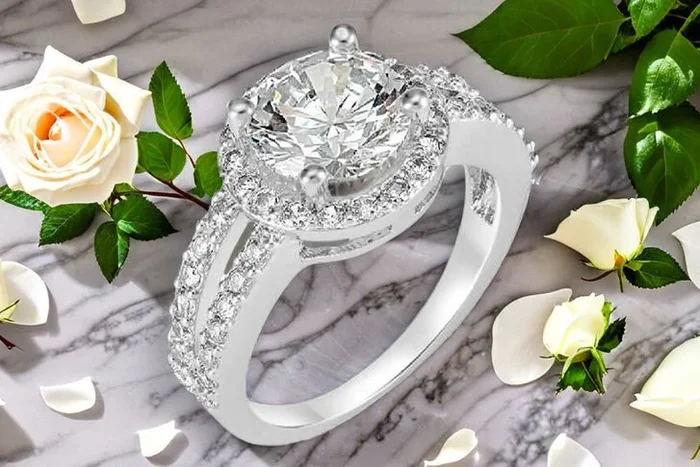 Dazzling Crystal Cluster Engagement Ring