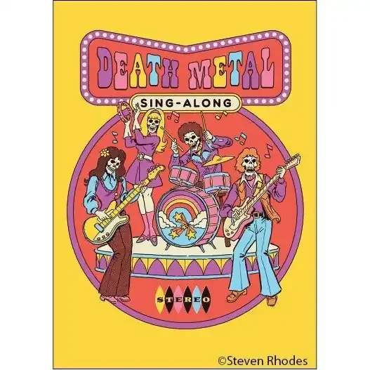 Death Metal Sing-Along Fridge Magnet ‘80s Children‘s Book Style Satirical Art by Steven Rhodes