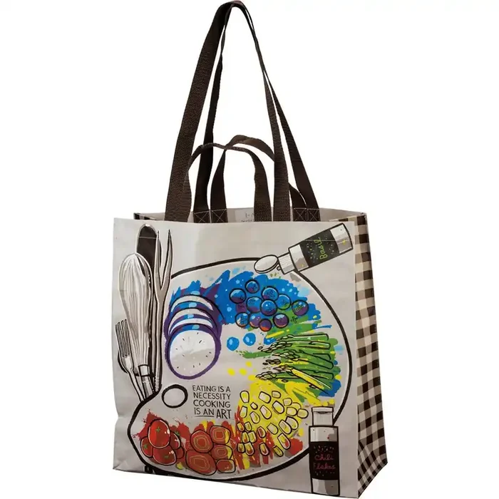 Eating Is Necessity Cooking Is Art Market Tote Bag 15.50″ x 15.25″ x 6″