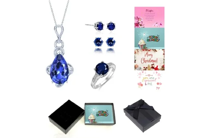 Elegant Blue Sapphire Jewelry Gift Set