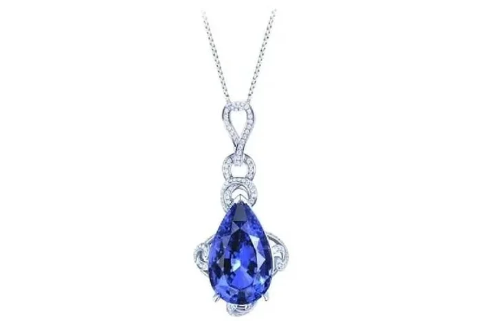 Elegant Blue Sapphire Teardrop Pendant Necklace