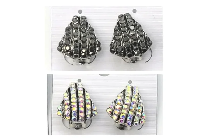 Elegant Crystal Shell Clip-On Earrings