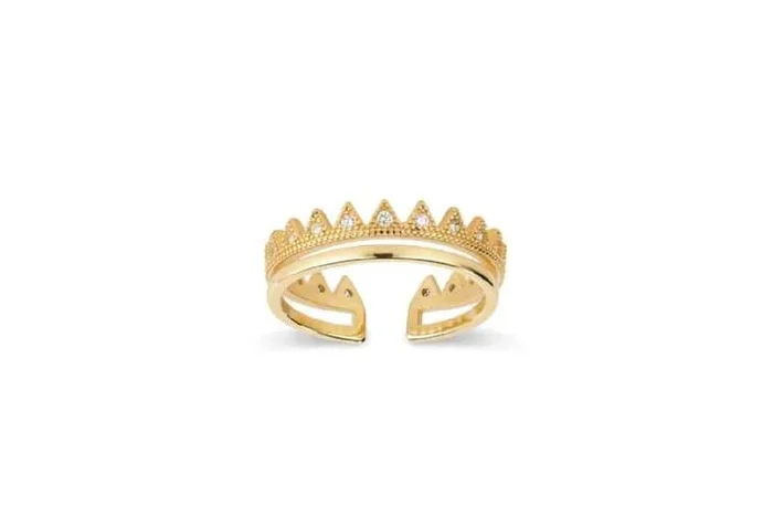 Elk & Bloom Elegant 14K Gold Crown Stacking Ring