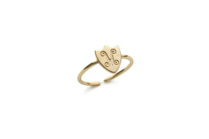 Elk & Bloom Exquisite Dainty Shield 14K Gold Stacking Ring