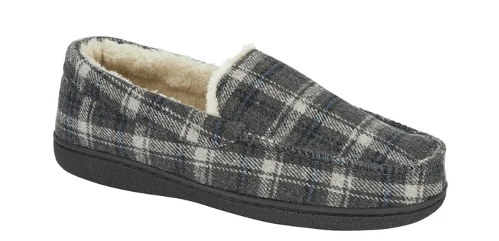 Elswick Mens Check Slippers – GREY