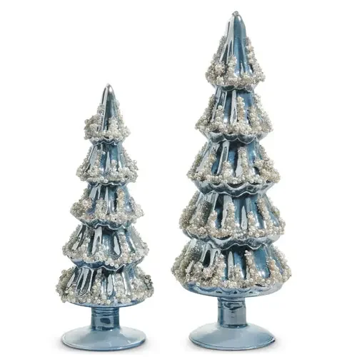 Embellished Pearlized Trees, Set of 2