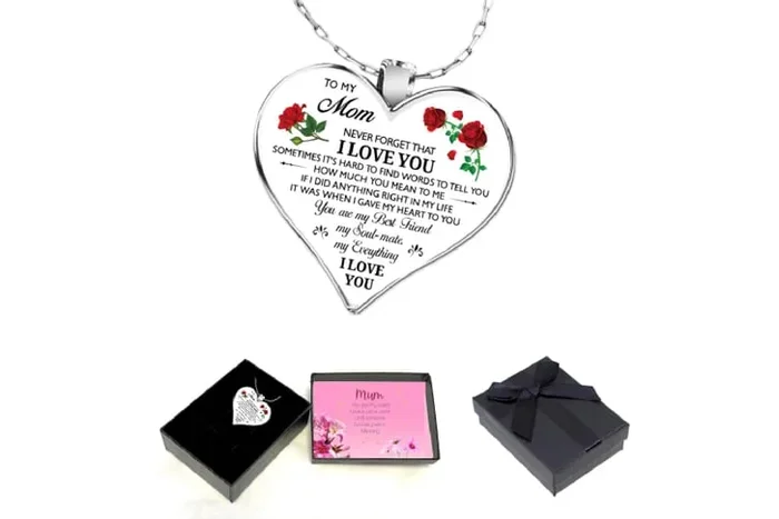 Enchanting Heart Rose Flower Necklace & Gift Message Box