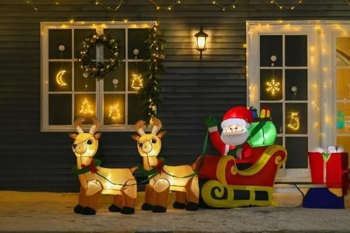 Enchanting LED Santa Sleigh Inflatable, 1.1m