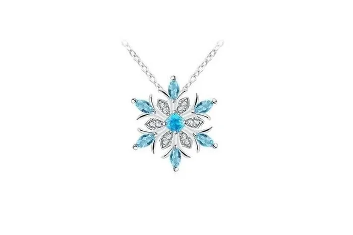 Enchanting Light Blue Crystal Snowflake Necklace