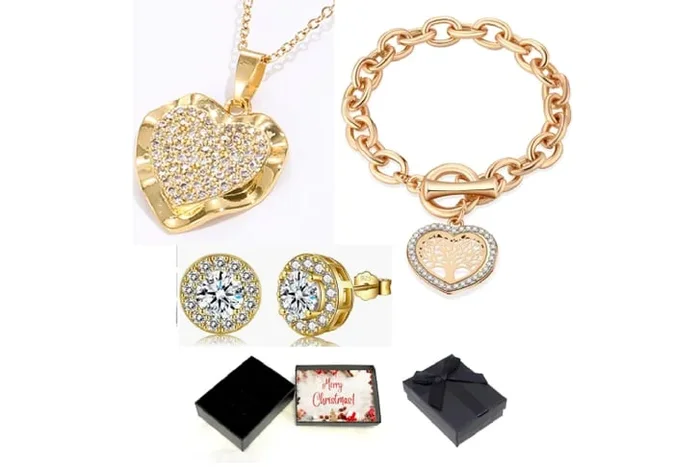 Enchanting Necklace, Bracelet & Earrings Set – Christmas Treasure Box Delight