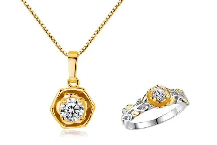 Exquisite Gold Flower Jewelry Set